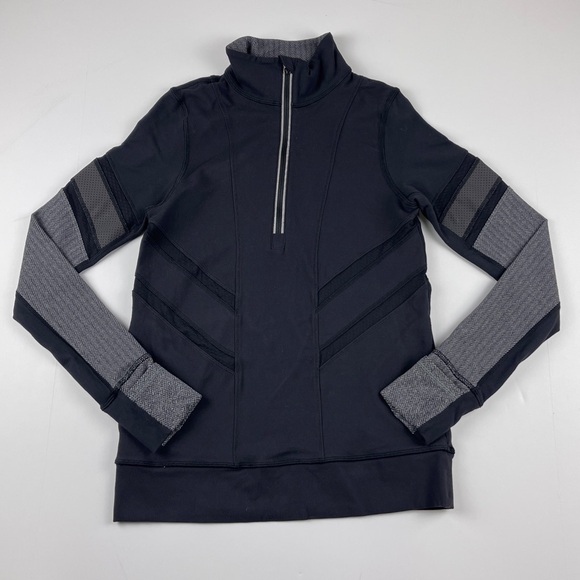 Ivivva Black Herringbone Glow and Go 1/2 Zip 14 - Picture 2 of 5